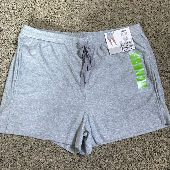 Como Vintage Heather Gray Soft Terry Cloth Shorts Sz L NWT - Picture 1 of 5